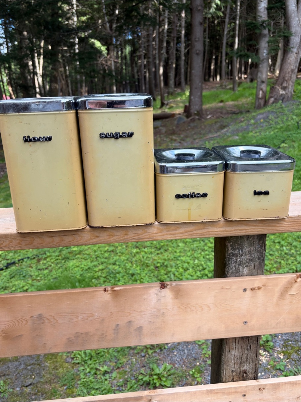 Flou Yellow Metal Kitchen Canister Set with Chrome Lids